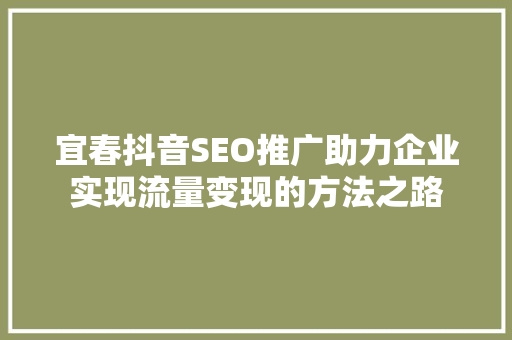 宜春抖音SEO推广助力企业实现流量变现的方法之路