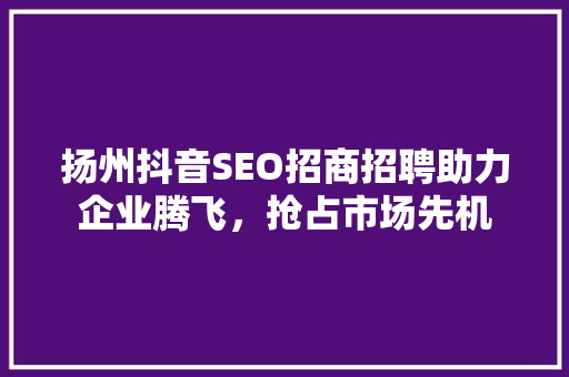 扬州抖音SEO招商招聘助力企业腾飞，抢占市场先机