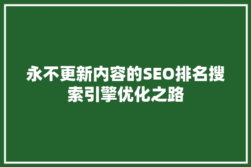 永不更新内容的SEO排名搜索引擎优化之路