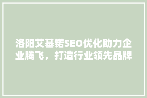 洛阳艾基锘SEO优化助力企业腾飞，打造行业领先品牌