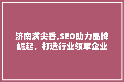 济南满尖香,SEO助力品牌崛起，打造行业领军企业