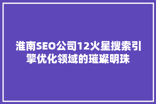 淮南SEO公司12火星搜索引擎优化领域的璀璨明珠