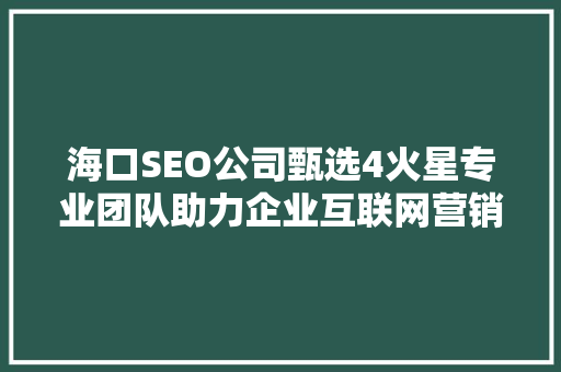海口SEO公司甄选4火星专业团队助力企业互联网营销腾飞