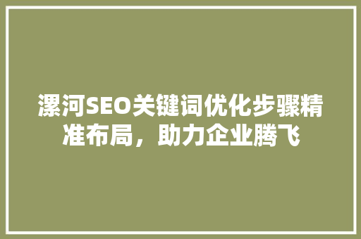 漯河SEO关键词优化步骤精准布局，助力企业腾飞