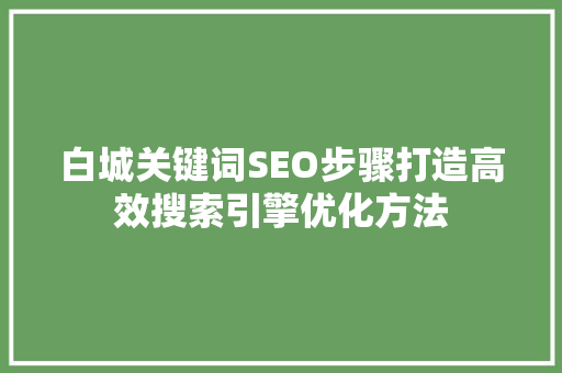 白城关键词SEO步骤打造高效搜索引擎优化方法
