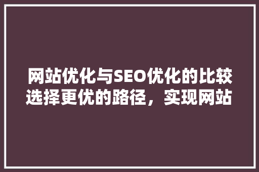 网站优化与SEO优化的比较选择更优的路径，实现网站价值最大化