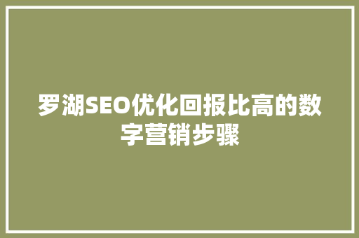 罗湖SEO优化回报比高的数字营销步骤