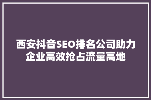 西安抖音SEO排名公司助力企业高效抢占流量高地