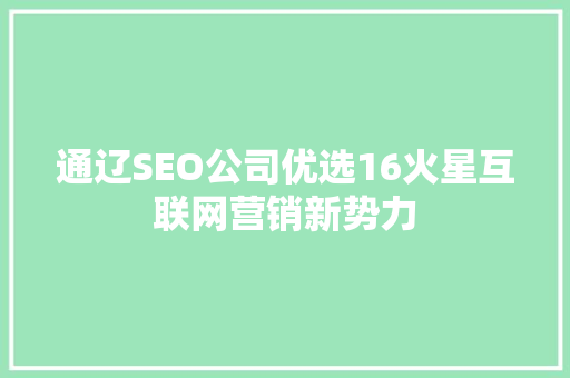 通辽SEO公司优选16火星互联网营销新势力