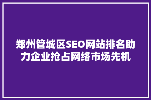 郑州管城区SEO网站排名助力企业抢占网络市场先机