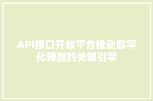 API接口开放平台推动数字化转型的关键引擎