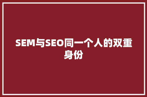 SEM与SEO同一个人的双重身份