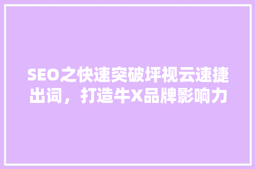 SEO之快速突破坪视云速捷出词，打造牛X品牌影响力