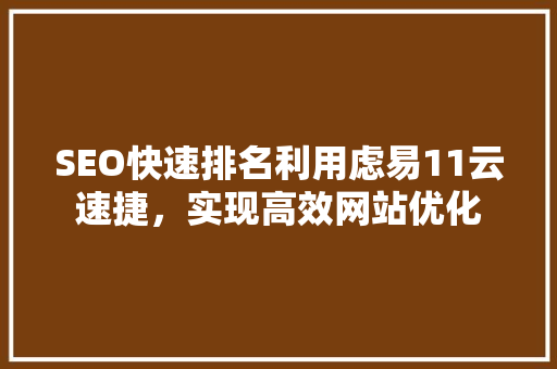 SEO快速排名利用虑易11云速捷，实现高效网站优化