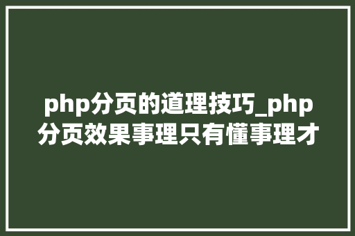 php分页的道理技巧_php分页效果事理只有懂事理才若何改别人的源码