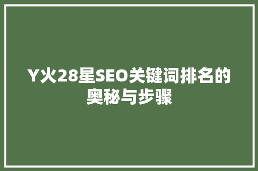 Y火28星SEO关键词排名的奥秘与步骤