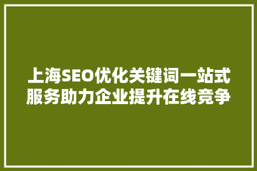 上海SEO优化关键词一站式服务助力企业提升在线竞争力