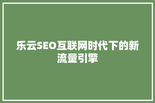 乐云SEO互联网时代下的新流量引擎