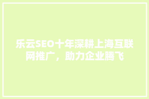 乐云SEO十年深耕上海互联网推广，助力企业腾飞
