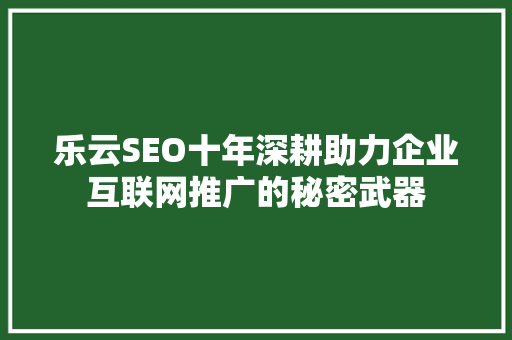 乐云SEO十年深耕助力企业互联网推广的秘密武器