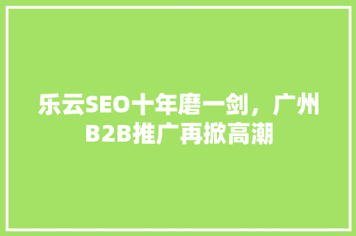 乐云SEO十年磨一剑，广州B2B推广再掀高潮