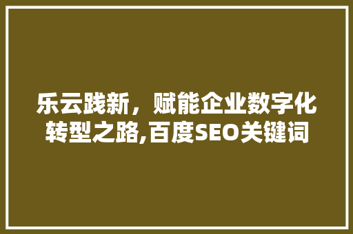 乐云践新，赋能企业数字化转型之路,百度SEO关键词步骤