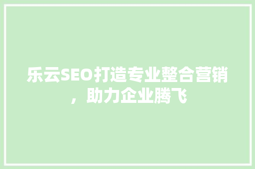 乐云SEO打造专业整合营销，助力企业腾飞