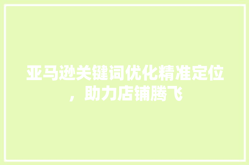 亚马逊关键词优化精准定位，助力店铺腾飞