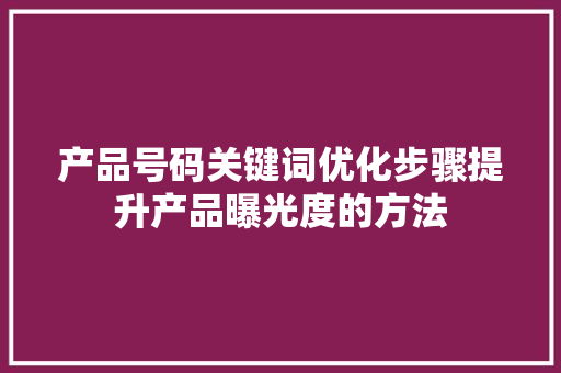 产品号码关键词优化步骤提升产品曝光度的方法