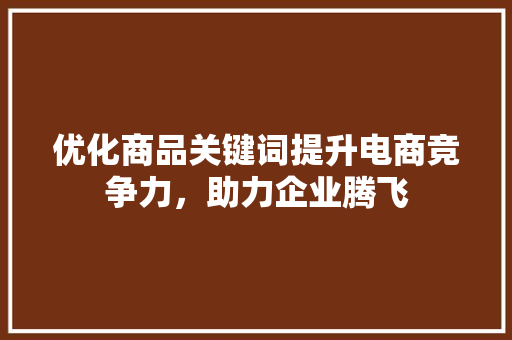 优化商品关键词提升电商竞争力，助力企业腾飞