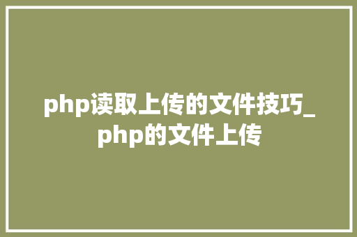php读取上传的文件技巧_php的文件上传