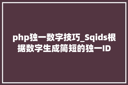 php独一数字技巧_Sqids根据数字生成简短的独一ID