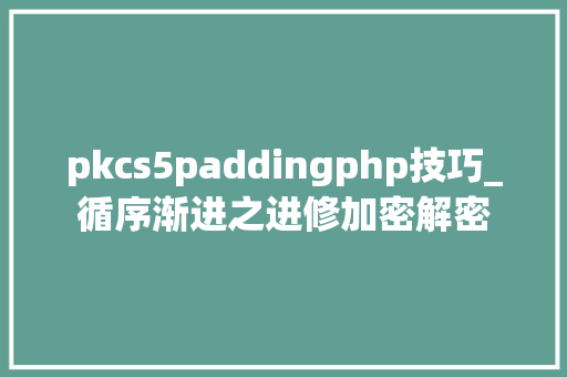 pkcs5paddingphp技巧_循序渐进之进修加密解密
