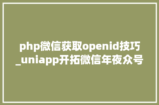 php微信获取openid技巧_uniapp开拓微信年夜众号获取用户openid php微信获取openid技巧_uniapp开拓微信年夜众号获取用户openid PHP教程