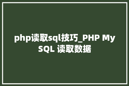 php读取sql技巧_PHP MySQL 读取数据