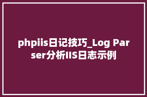 phpiis日记技巧_Log Parser分析IIS日志示例