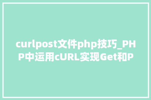 curlpost文件php技巧_PHP中运用cURL实现Get和Post请求的方法最全