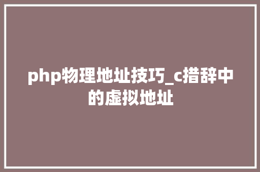 php物理地址技巧_c措辞中的虚拟地址