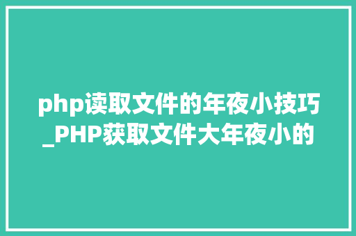 php读取文件的年夜小技巧_PHP获取文件大年夜小的方法详解附视频