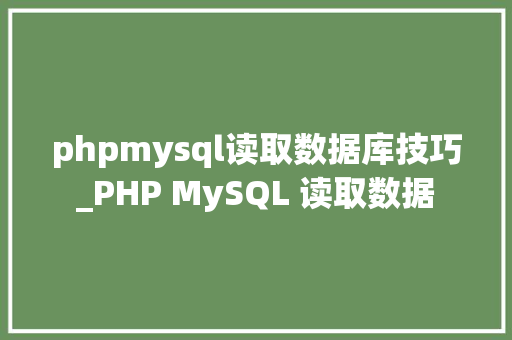 phpmysql读取数据库技巧_PHP MySQL 读取数据