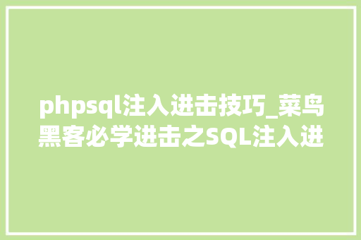 phpsql注入进击技巧_菜鸟黑客必学进击之SQL注入进击