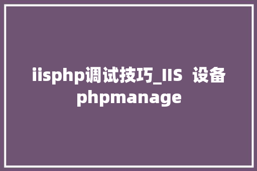 iisphp调试技巧_IIS  设备phpmanage