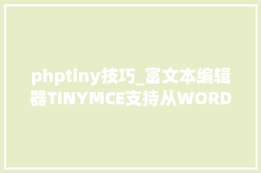 phptiny技巧_富文本编辑器TINYMCE支持从WORD复制粘贴保留格式和图片的20以V