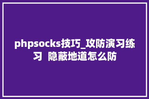 phpsocks技巧_攻防演习练习  隐蔽地道怎么防