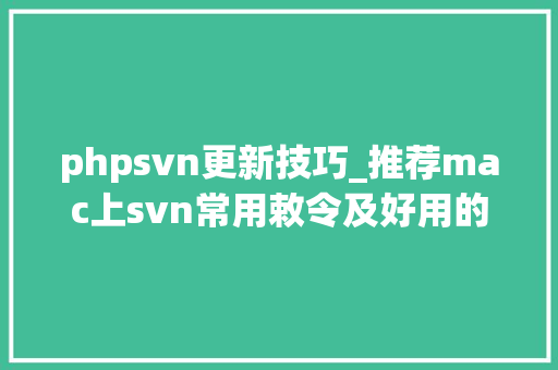 phpsvn更新技巧_推荐mac上svn常用敕令及好用的对象 phpsvn更新技巧_推荐mac上svn常用敕令及好用的对象 网站建设