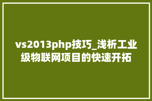 vs2013php技巧_浅析工业级物联网项目的快速开拓
