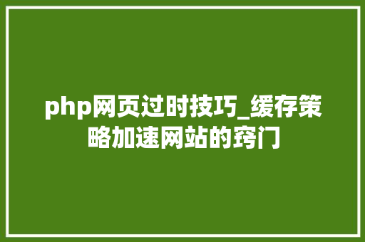 php网页过时技巧_缓存策略加速网站的窍门