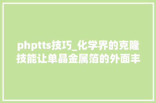 phptts技巧_化学界的克隆技能让单晶金属箔的外面丰年夜文章可做