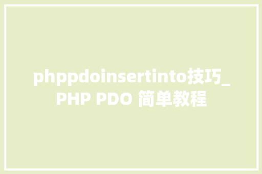 phppdoinsertinto技巧_PHP PDO 简单教程