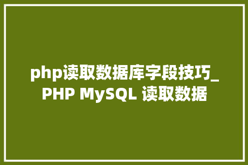 php读取数据库字段技巧_PHP MySQL 读取数据